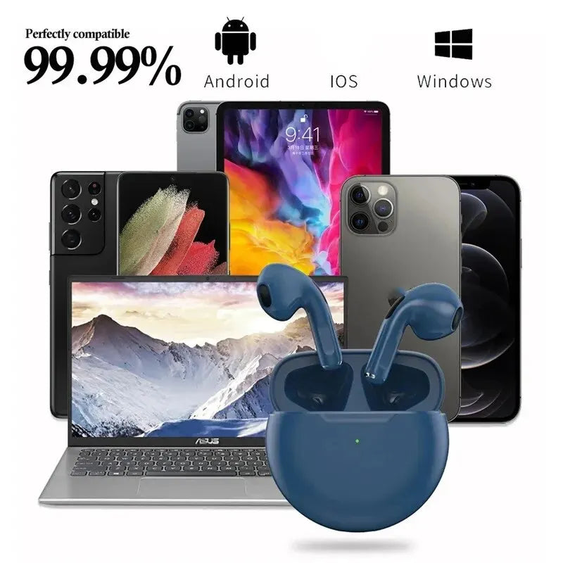 هدست بلوتوث بی‌سیم اصلی Air Pro 6 TWS 5.3 هدفون Mini Earphone با جعبه شارژ میکروفون برای ایربادهای آیفون شیائومی