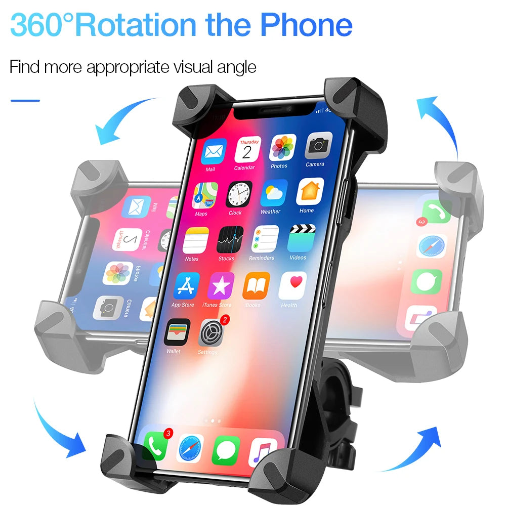 Universal Motorcycle Bicycle Phone Holder Anti Shake Bike Mobile Cellphone Holder for IPhone Samsung GPS Stand Cycling Equipment