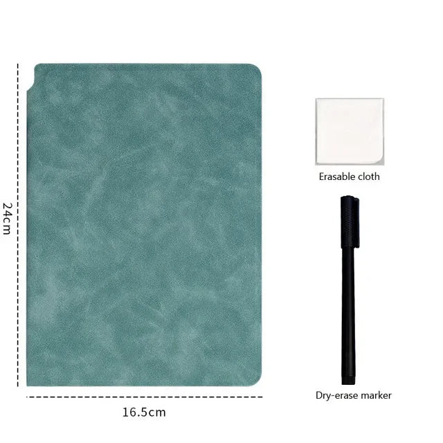 A5 Reusable Whiteboard Notebook Leather Memo Free Whiteboard Pen Erasing Cloth Weekly Planner Portable Stylish Office Notebooks