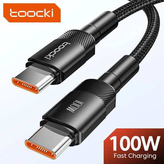 کابل Toocki 100W Type C به USB C PD 3.0 Quick Charge 4.0 Fast Charging Type C تا Type C برای iPhone 15 Macbook Samsung Xiaomi