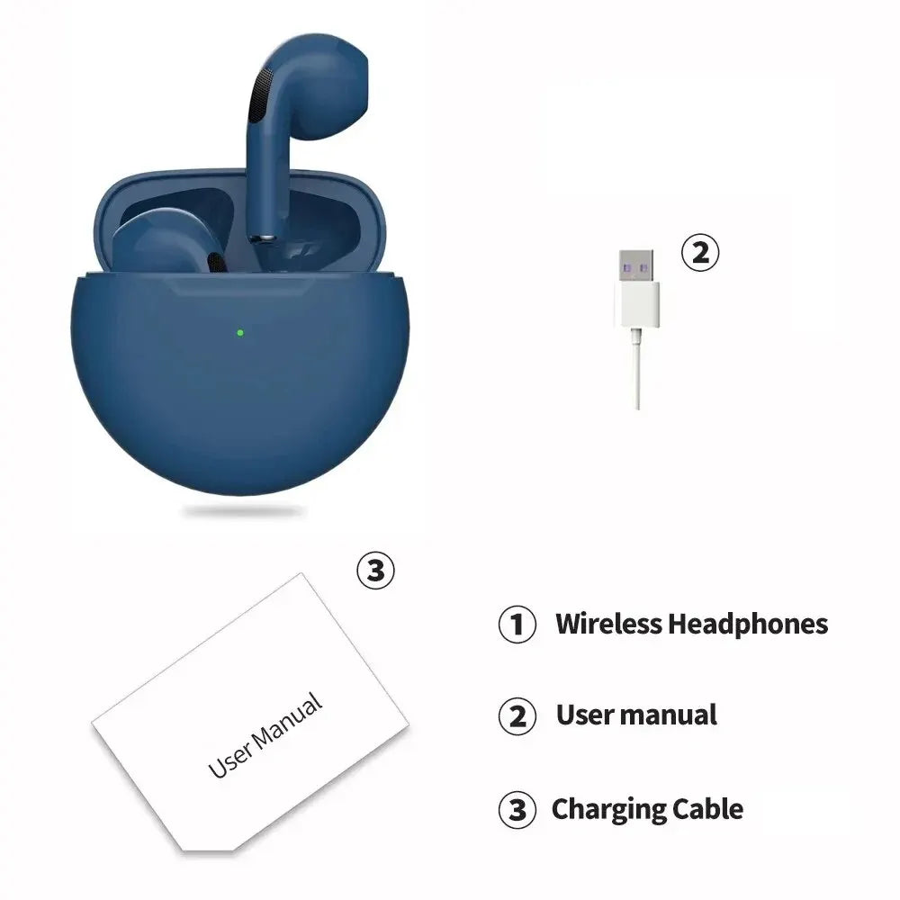 هدست بلوتوث بی‌سیم اصلی Air Pro 6 TWS 5.3 هدفون Mini Earphone با جعبه شارژ میکروفون برای ایربادهای آیفون شیائومی