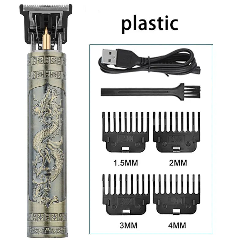 ماشین موی برقی Vintage T9 Hair Clipper Shaver حرفه ای مردانه اصلاح کننده باربر شارژی برای مردان Dragon Buddha