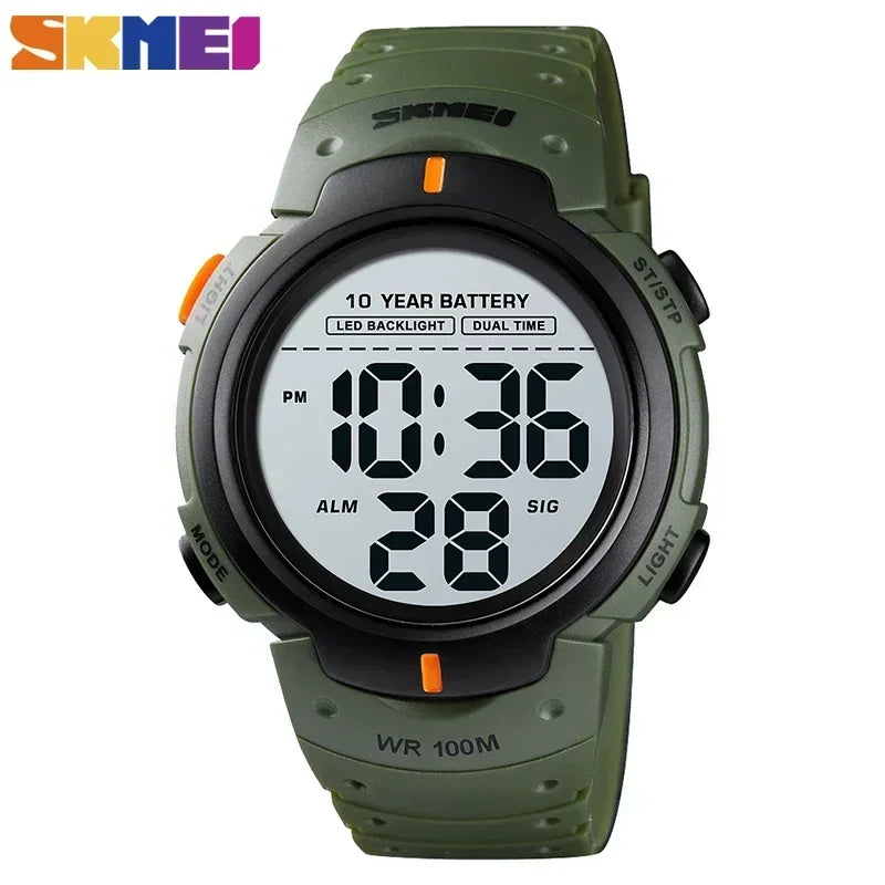 SKMEI 1560 Men 2 Time 10 Year Battery Alarm Clock reloj hombre Sport Fitness Watches Mens Digital 100M Waterproof Wrist Watch