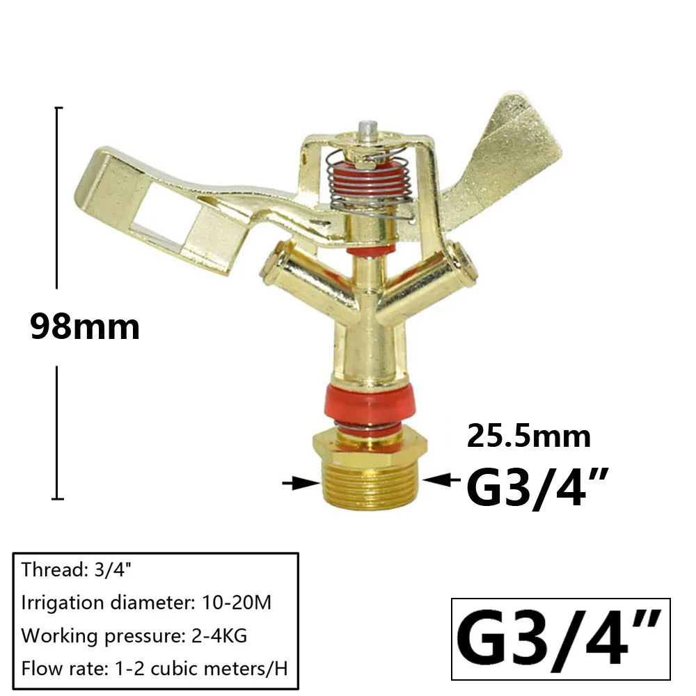 1/2 3/4 1" 1.5" 2" Female Thread Big Covering Range Sprinklers Farm Garden Irrigation Watering Rain Gun Metal Lawn Sprinkler