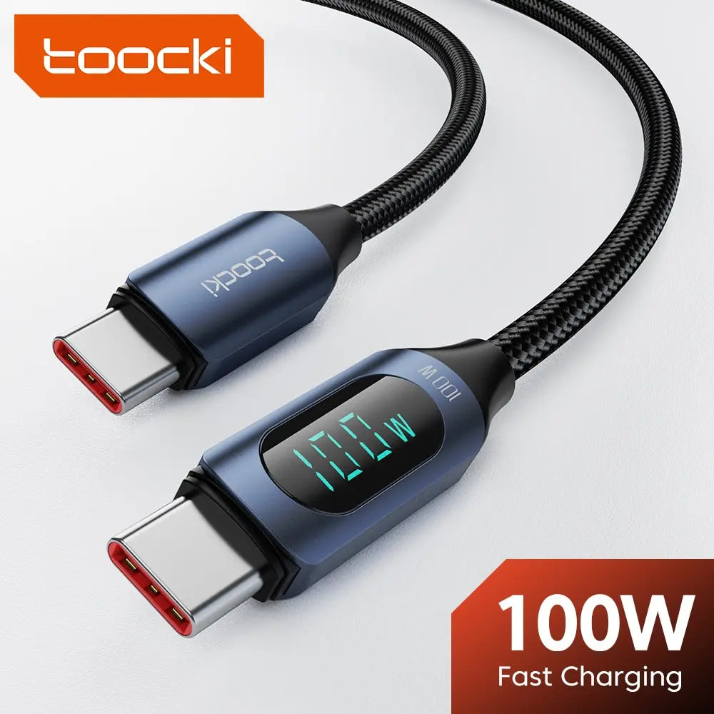 کابل Toocki Type C به Type C شارژر PD 100 وات سریع شارژر USB C به USB C کابل نمایشگر برای شیائومی POCO F3 Realme Macbook iPad