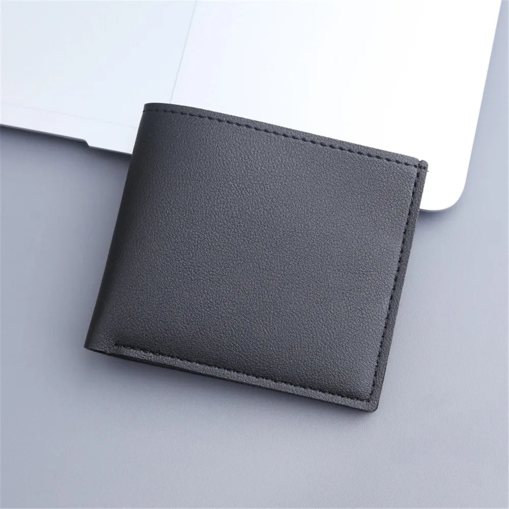 Short PU Leather Men Wallet Simple Solid Color Thin Male Credit Card Holder Small Money Purses Business Foldable Wallet New