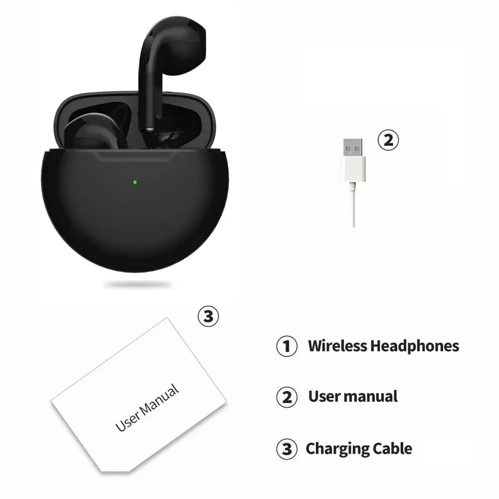 هدست بلوتوث بی‌سیم اصلی Air Pro 6 TWS 5.3 هدفون Mini Earphone با جعبه شارژ میکروفون برای ایربادهای آیفون شیائومی