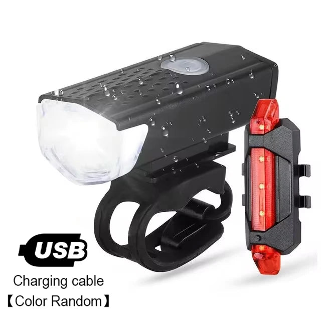 Bike Light Set Front Light with Taillight USB Rechargeable Bicycle Light Easy to Install Bike Headlight Bicycle Warning Lamp