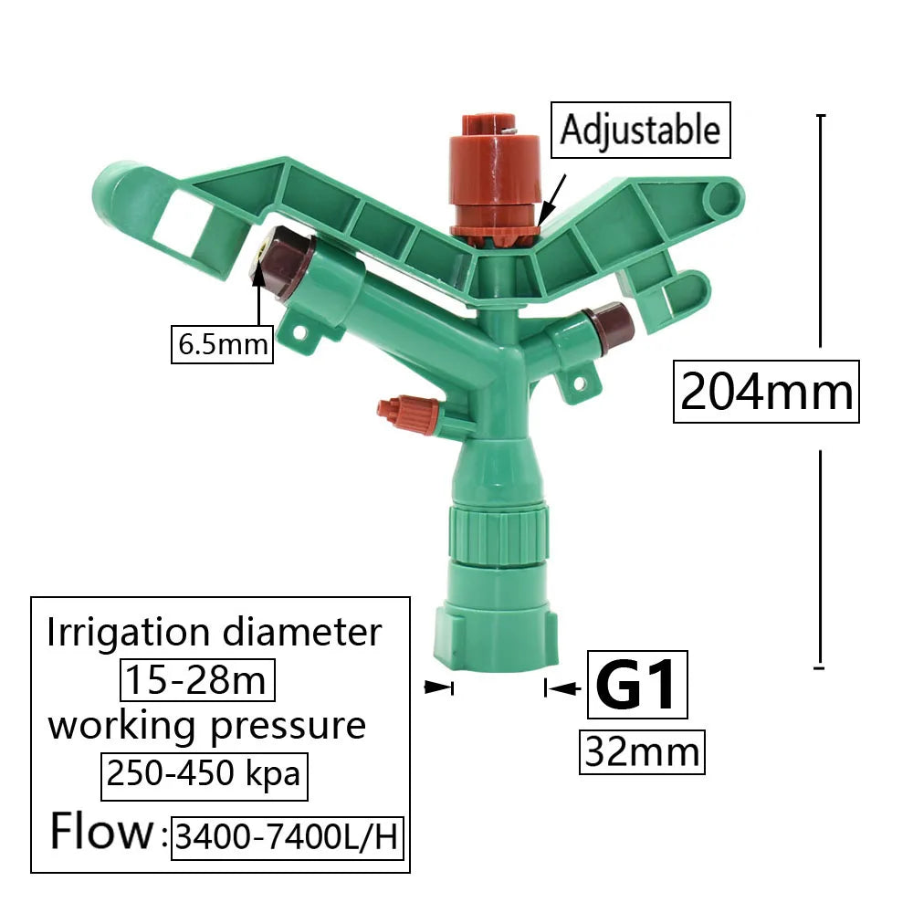 1/2 3/4 1" 1.5" 2" Female Thread Big Covering Range Sprinklers Farm Garden Irrigation Watering Rain Gun Metal Lawn Sprinkler