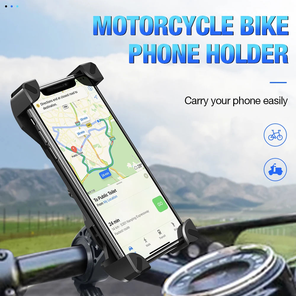 Universal Motorcycle Bicycle Phone Holder Anti Shake Bike Mobile Cellphone Holder for IPhone Samsung GPS Stand Cycling Equipment