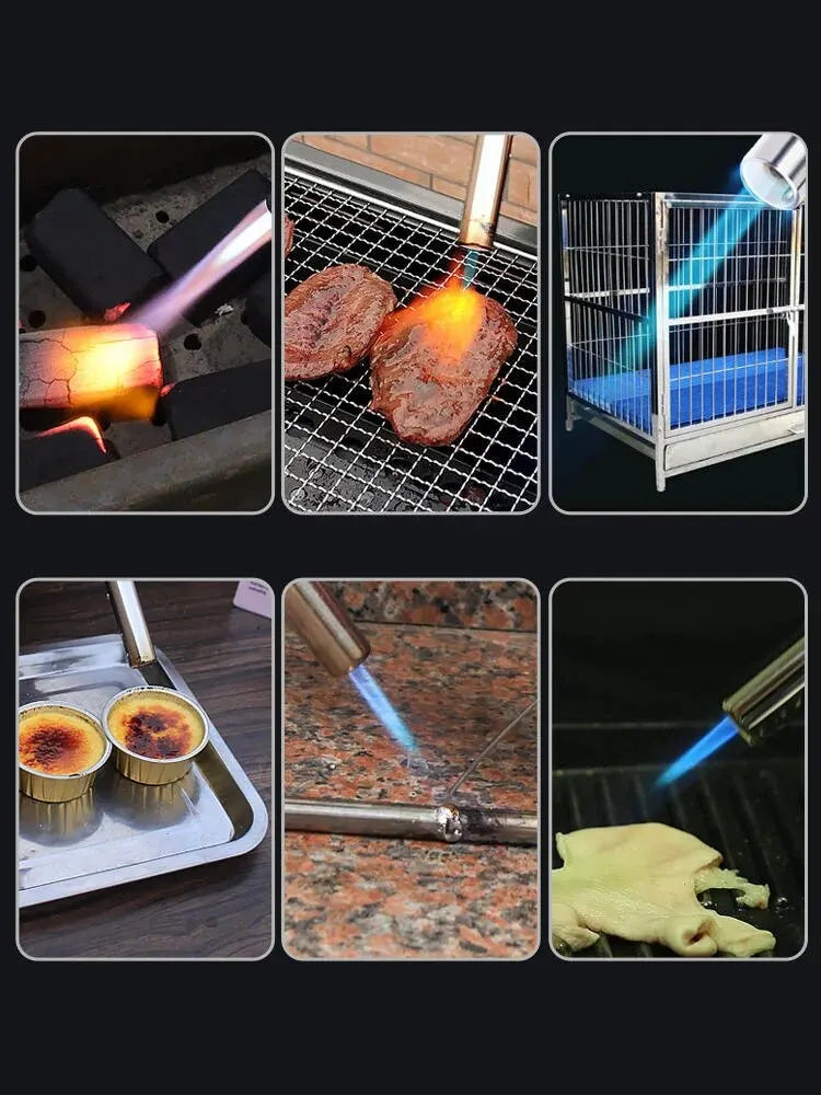 Torch Cooking AutoIgnition Butane Gas Welding-Burner Welding Gas Burner Flame Gas Torch Flame Gun Blow for BBQ Camping Cooking