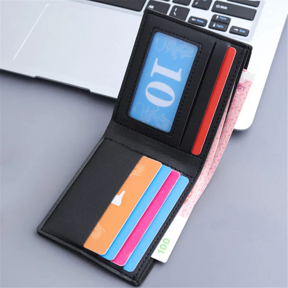 Short PU Leather Men Wallet Simple Solid Color Thin Male Credit Card Holder Small Money Purses Business Foldable Wallet New