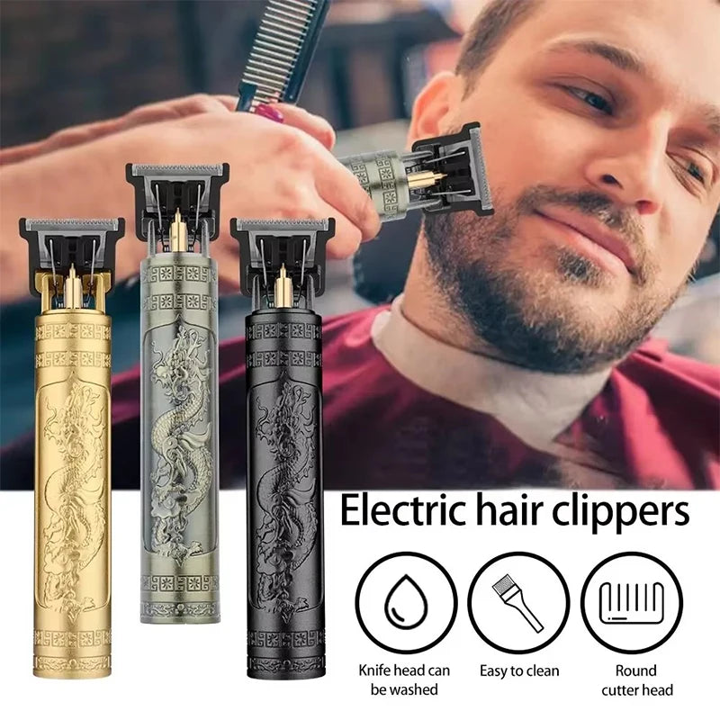 ماشین موی برقی Vintage T9 Hair Clipper Shaver حرفه ای مردانه اصلاح کننده باربر شارژی برای مردان Dragon Buddha