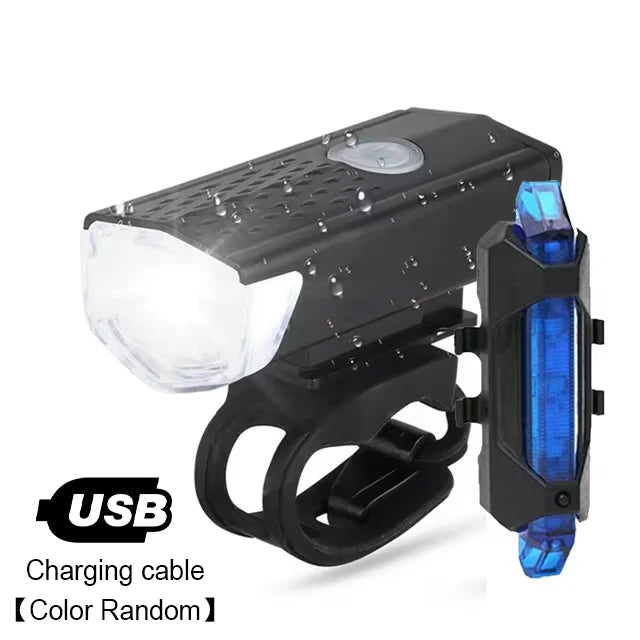 Bike Light Set Front Light with Taillight USB Rechargeable Bicycle Light Easy to Install Bike Headlight Bicycle Warning Lamp