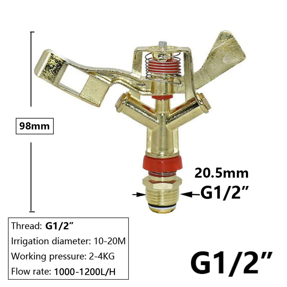 1/2 3/4 1" 1.5" 2" Female Thread Big Covering Range Sprinklers Farm Garden Irrigation Watering Rain Gun Metal Lawn Sprinkler