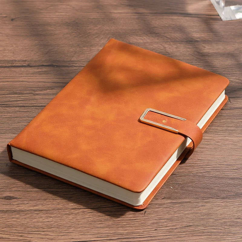 Vintage A5 leather notebook with personalized soft cover - perfect for business meetings and college life